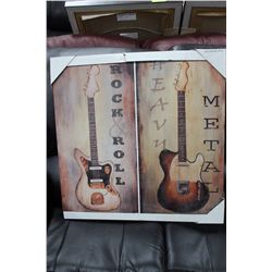 PAIR OF SHOWHOME GUITAR CANVAS PICTURES
