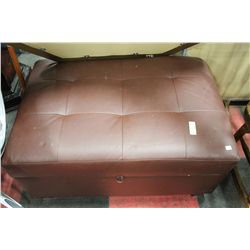 LARGE LEATHER STORAGE OTTOMAN