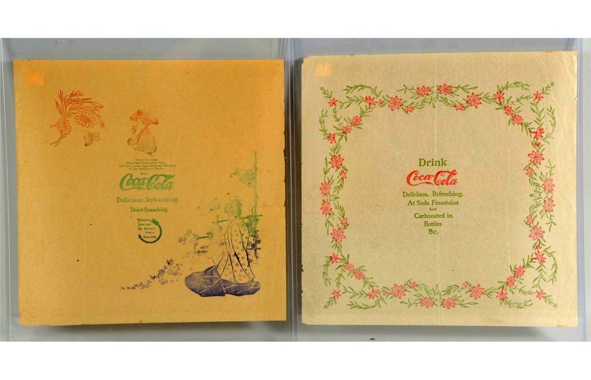 Lot of 2: 1900s Coca-Cola Rice Paper Napkins.
