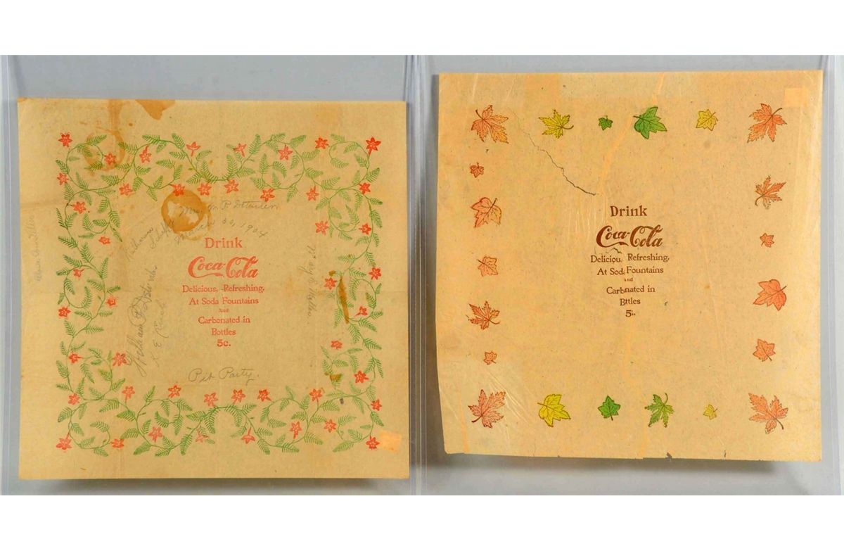 Lot of 2: Circa 1900 Coca-Cola Rice Paper Napkins