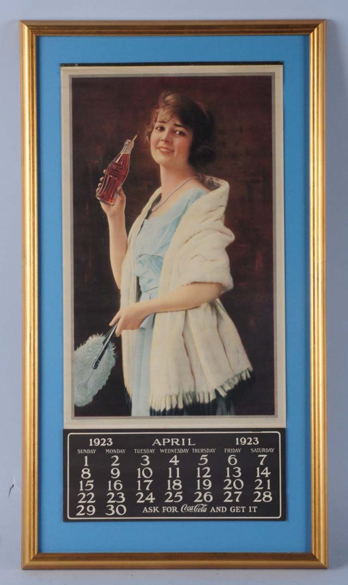 1923 CocaCola Calendar with Bottle.