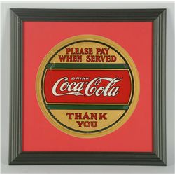 Framed 1920's Coca-Cola Back Bar Sign.