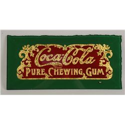 Reverse Glass Green/Gold/Red Coke Gum Sign.