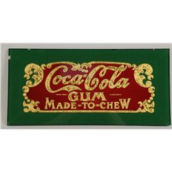 Reverse Glass Green/Gold/Red Coke Gum Sign.