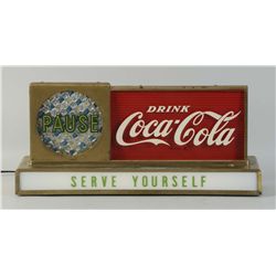 1950s Coca-Cola Lighted Pause Countertop Sign.