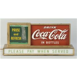 1950s Coca-Cola Waterfall Lit Counter Sign.