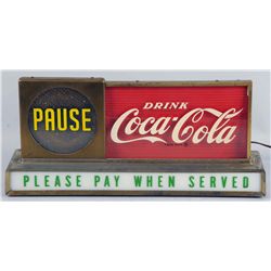 1950s Coca-Cola Countertop Lighted Pause Sign.