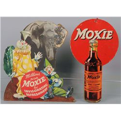 Lot of 2: Small Heavy Cardboard Moxie Signs.