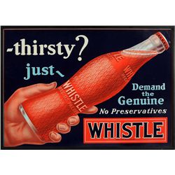 C.1930s Embossed Tin Whistle Sign.