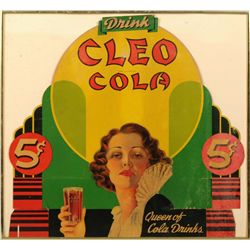 1930s Cleo-Cola Cardboard Cutout Sign.