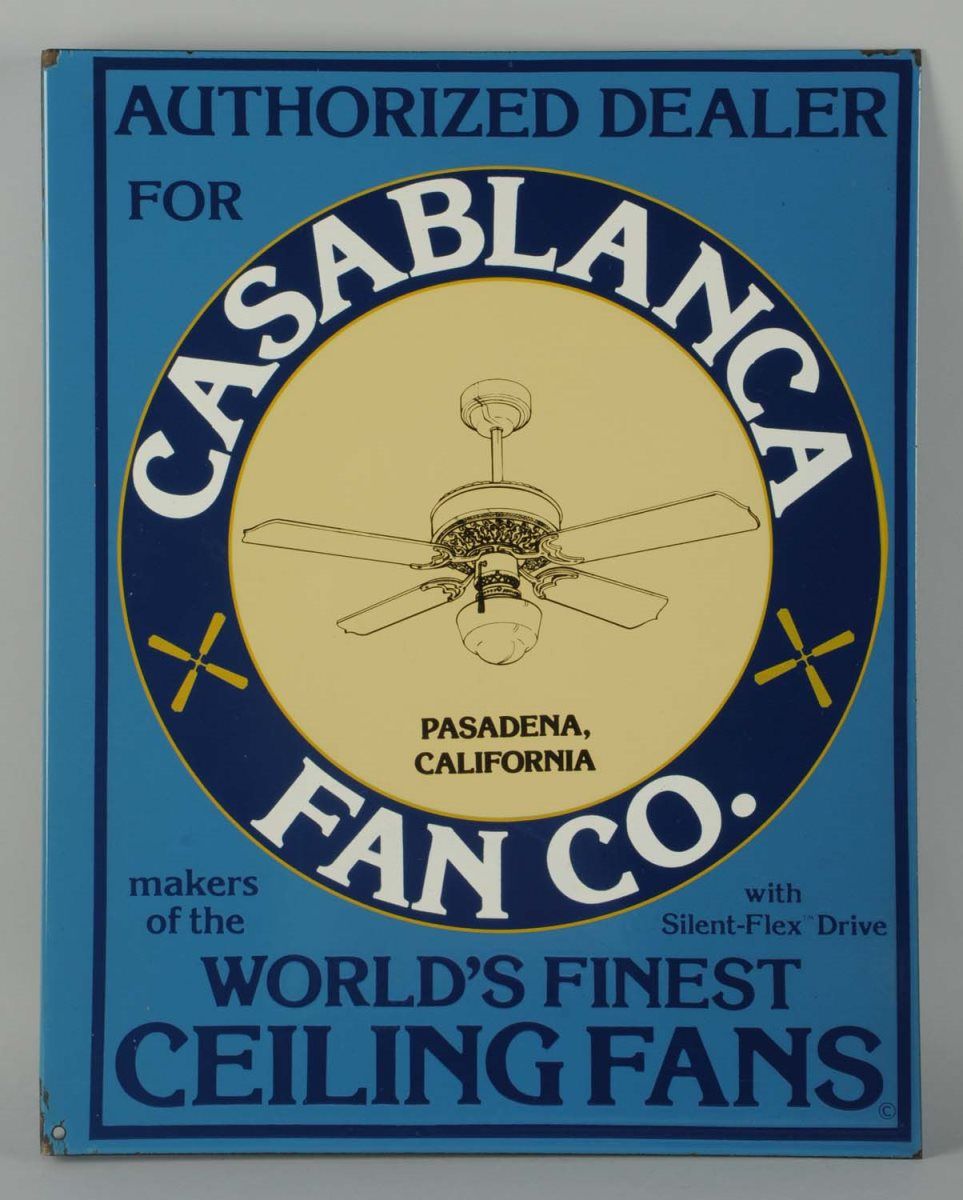 Casablanca Fan Co. Porcelain Sign.