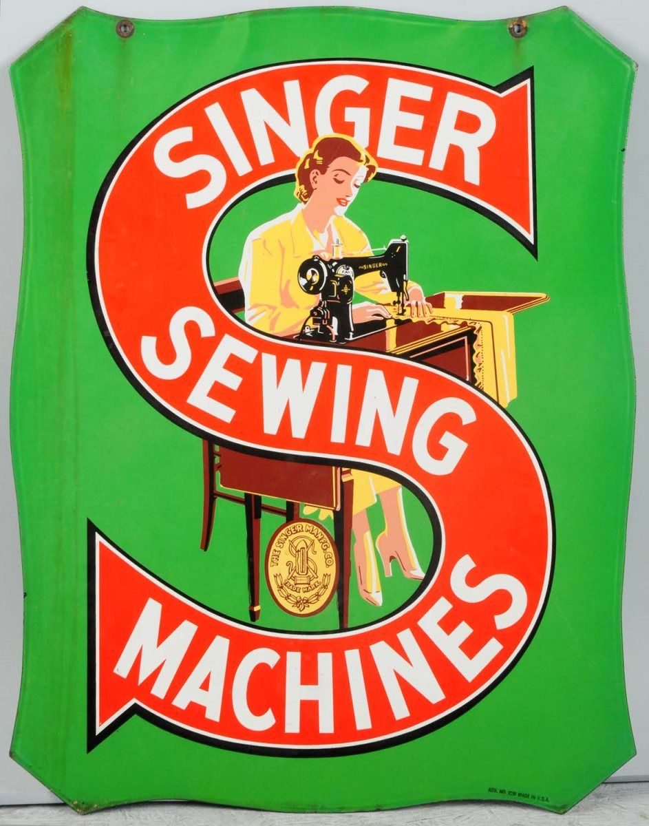 Singers Sewing Machine Porcelain Sign.
