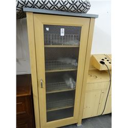 Glass Single Door Cabinet w/Sliding Shelves - No Shipping