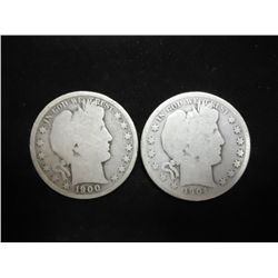 1900-O & 1904 BARBER HALF DOLLARS