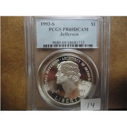 1993-S JEFFERSON COMMEMORATIVE SILVER DOLLAR