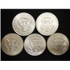 Image 2 : 5 ASSORTED 40% SILVER KENNEDY HALF DOLLARS