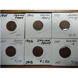 1901,02,03,05,06 & 07 INDIAN HEAD CENTS