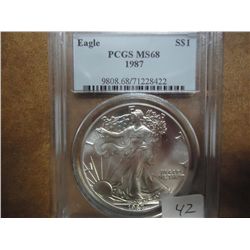 1987 AMERICAN SILVER EAGLE PCGS MS68