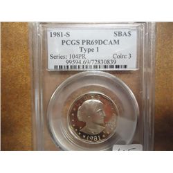 1981-S TYPE I SBA DOLLAR PCGS PR69 DCAM