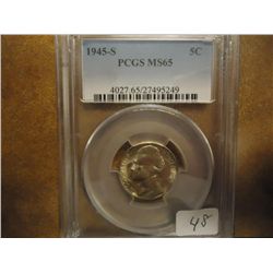 1945-S 35% SILVER JEFFERSON WAR NICKEL PCGS MS65