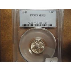 1937 MERCURY DIME PCGS MS65
