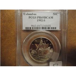 1992-S COLUMBUS HALF DOLLAR PCGS PR69 DCAM