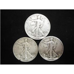 1941,42 & 45-D WALKING LIBERTY HALF DOLLARS