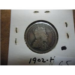 1902-H CANADA SILVER 25 CENTS