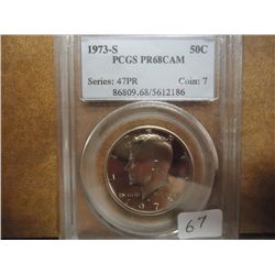 1973-S KENNEDY HALF DOLLAR PCGS PR68 CAM