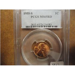 1955-S LINCOLN CENT PCGS MS65RD