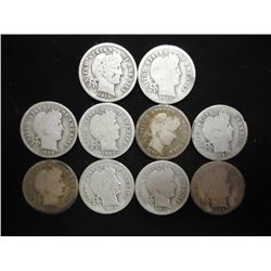 10 ASSORTED BARBER DIMES