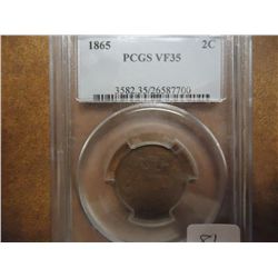 1865 US TWO CENT PIECE PCGS VERY FINE 35