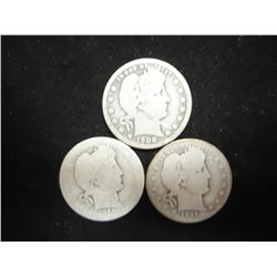 1908-O,1911-S & 1911-D BARBER QUARTERS