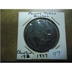 1837 QUEBEC 1 PENNY TOKEN