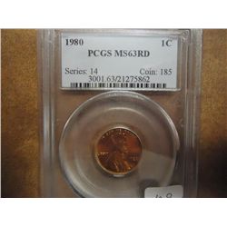 1980 LINCOLN CENT PCGS MS63RD