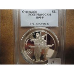 1995-P GYMNASTICS SILVER DOLLAR PCGS PR69 DCAM