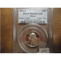 1976-S WASHINGTON SILVER QUARTER PCGS PR69 DCAM