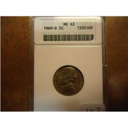 1969-D JEFFERSON NICKEL ANACS MS63