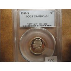 1988-S JEFFERSON NICKEL PCGS PR69 DCAM