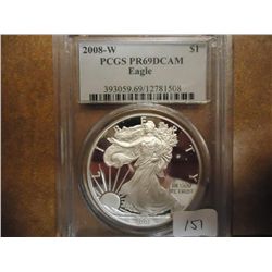 2008-W AMERICAN SILVER EAGLE PCGS PR69 DCAM