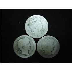 1908-D,11-S & 16-D BARBER QUARTERS