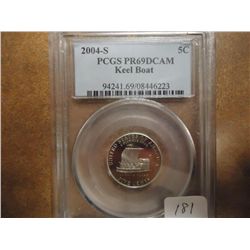 2004-S KEEL  BOAT NICKEL PCGS PR69 DCAM