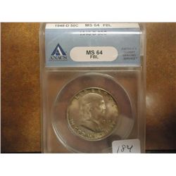 1948-D FRANKLIN HALF DOLLAR ANACS MS64FBL