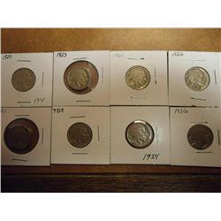 1920,23,25,26,27,28,34 & 36 BUFFALO NICKELS