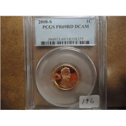 2008-S LINCOLN CENT PCGS PR69RD DCAM
