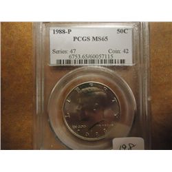1988-P KENNEDY HALF DOLLAR PCGS MS65