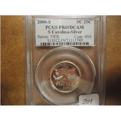 2000-S SILVER SOUTH CAROLINA QUARTER PCGS PR69DCAM