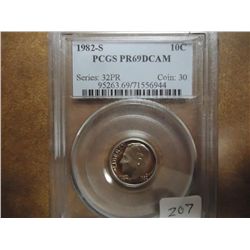 1982-S ROOSEVELT DIME PCGS PR69 DCAM