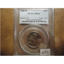 1987-P WASHINGTON QUARTER PCGS MS64