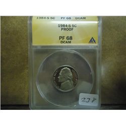 1984-S JEFFERSON NICKEL ANACS PF68 DCAM